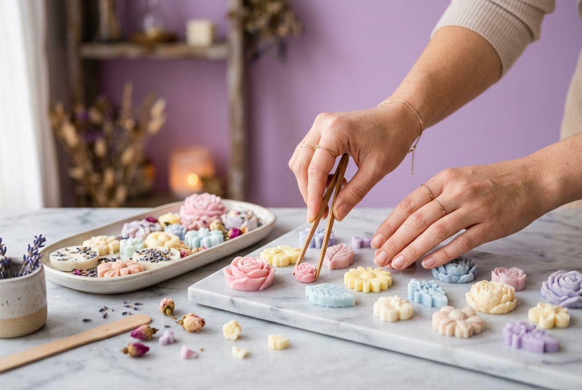 Manos creando wax melts